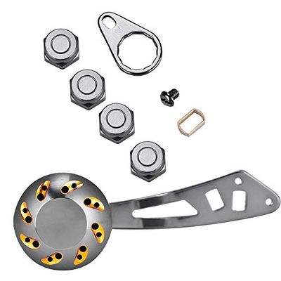 Fishing Reel Handle Knob, Fishing Reel Handle CNC Knob with Fittings Replacement Parts (Gold)