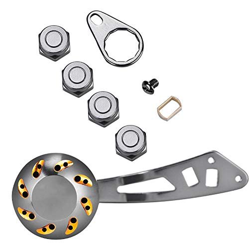 Fishing Reel Handle Knob, Fishing Reel Handle CNC Knob with Fittings Replacement Parts (Gold)