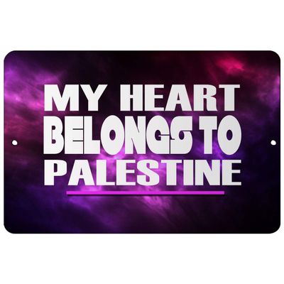 Makoroni - My Heart Belongs to Palestine - Street Sign 12"x18" Aluminum, Des a36
