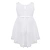 Agoky Girl's Chiffon Rhinestone Waist High-Low Hem Dress Party Pageant Wedding Flower Girl Dress White Sparkly 13-14 view 2