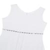 Agoky Girl's Chiffon Rhinestone Waist High-Low Hem Dress Party Pageant Wedding Flower Girl Dress White Sparkly 13-14 view 3