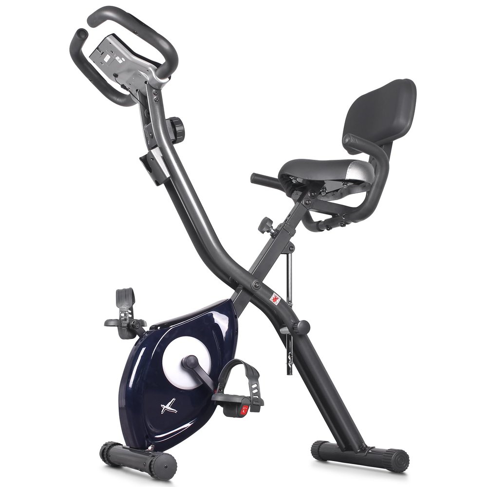 leikefitness LEIKE X Bike Ultra-Quiet Folding Exercise Bike, Magnetic Upright Bicycle with Heart Rate,LCD Monitor and easy to assemble (BLUE)