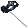 AZYOUNG Woman's Christmas Halloween Black White Feather Flower Glossy Crown Masquerade Mask on Stick (Black1) view 1