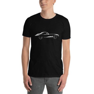 Vintage Vette C2 Silhouette car Art Custom for Collector Classic Cars Fans T-Shirt Black