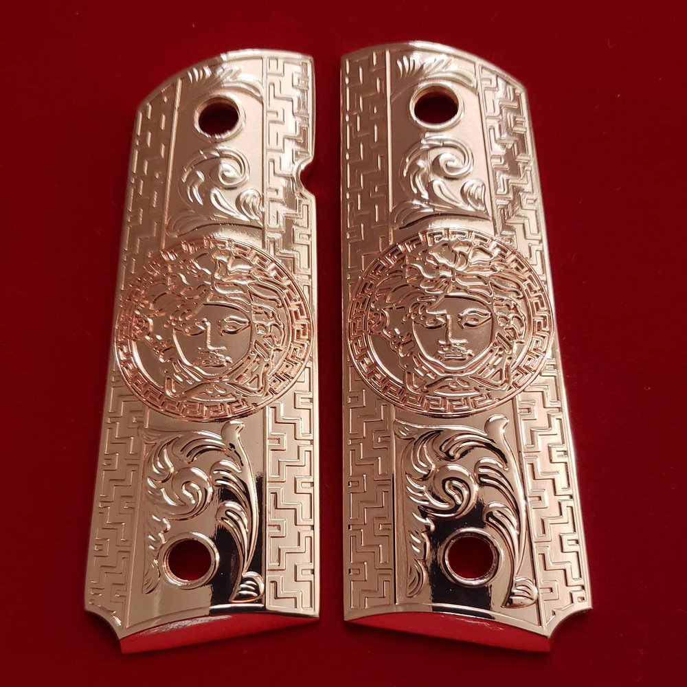 FIT 1911 COLT 1911 Government Full Size Grips Rose Gold Plated Screws Included