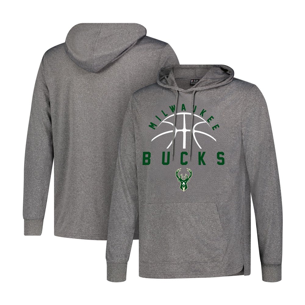 Ultra Game Men's NBA Official Super Soft Lightweight Hoodie Sweatshirt, Milwaukee Bucks, Heather Charcoal , XX-Large
