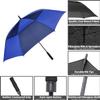 MRTLLOA Automatic Open Golf Umbrella, Extra-Large Oversized Double Canopy Vented Windproof Waterproof Stick Rain Golf Umbrellas for Men and Women (Royal/Navy Blue, 62 inch) view 3