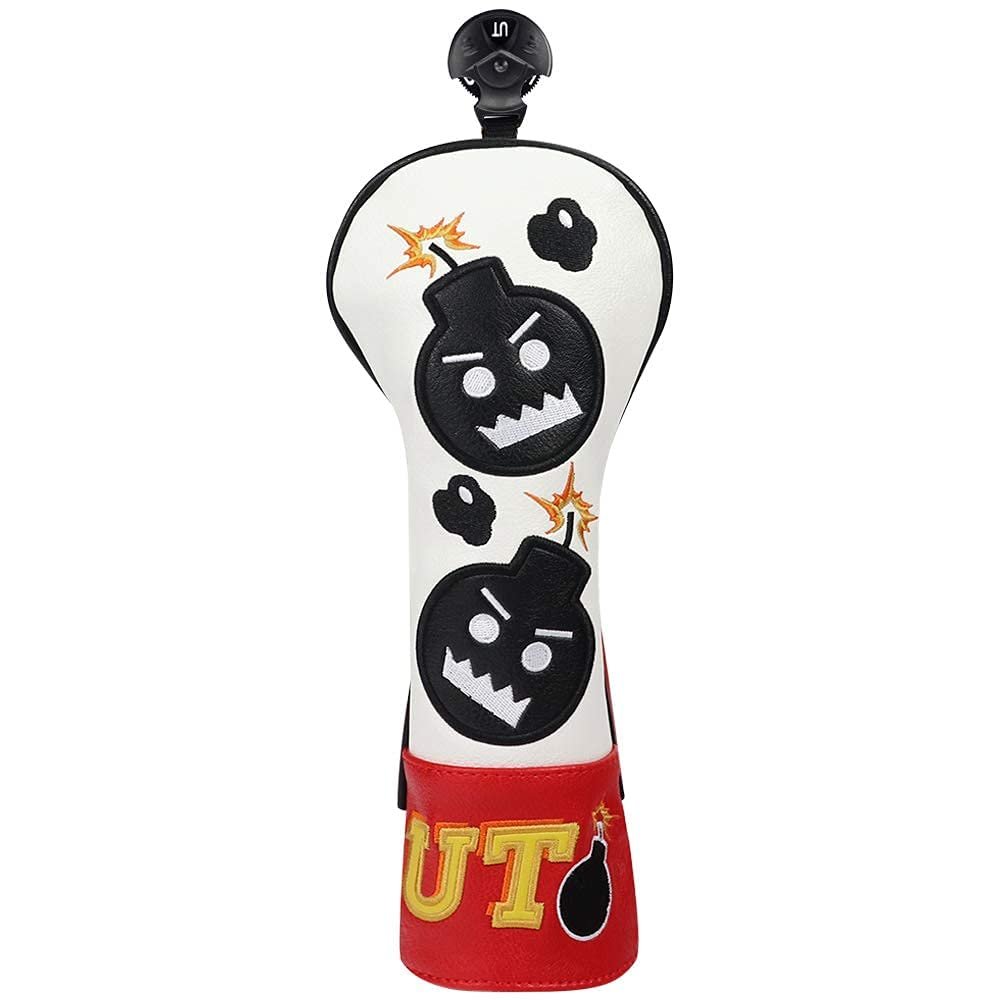 Craftsman Golf Rescue Hybrid Headcover Embroidery Bomb, Red and White PU Leather Golf Head Covers Hybrid (Hybrid Cover UT)