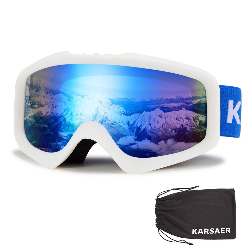 Karsaer Ski Goggles Anti-Fog Snow Goggles OTG 100% UV Protection Snowboard Goggles Bendable Dual-Lenses for Men Women Youth