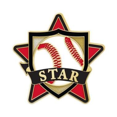 1.25" x 1.25" Baseball Pins, Great Baseball Star Gold Pins To Award Baseball Players 50 Pack