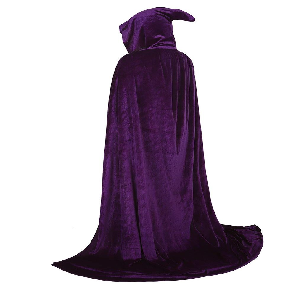 Grebrafan Unisex Hooded Cloak Velvet Full Length Witch Wizard Cape (Large, Purple)