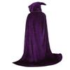Grebrafan Unisex Hooded Cloak Velvet Full Length Witch Wizard Cape (Large, Purple) view 1