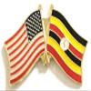 Uganda & USA Friendship Flag Lapel Pin, Crossed Emblem Badge view 1