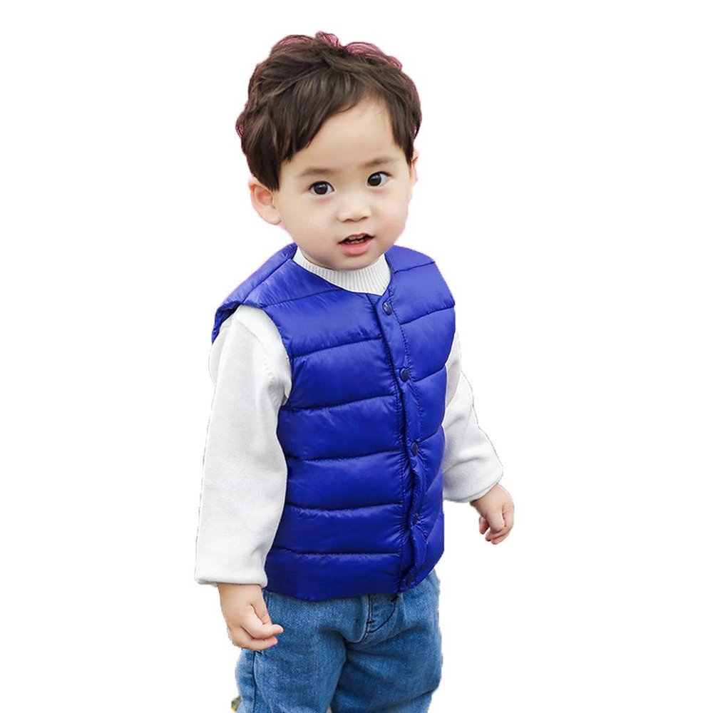 Moonker-Baby Tops Toddler Boys Girls Winter Warm Waistcoat Coats Jacket for 1-5 Years Old Child Solid Striped Vest Outwear Clothes (2-3 Years Old, Dark Blue)