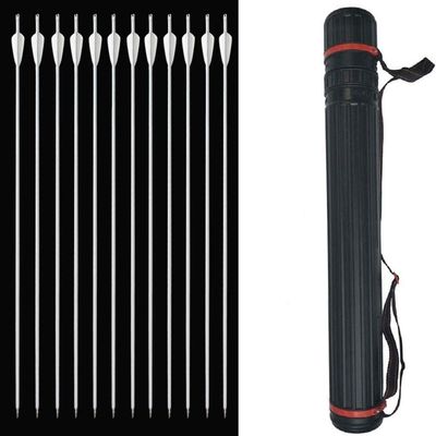 SHARROW Archery Carbon Arrow 31.5-Inch Practice Hunting Arrows with Removable Tips and Quiver for Compound/Recurve Bow (12pcs, Arrow+Quiver)