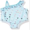Pink Platinum Baby Girl's Shell Stripe One Shoulder Swimsuit Swimwear, Blue Fish, 24M view 1