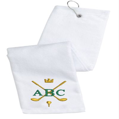 Personalized Embroidered Golf Towel with Monogram Design and Initials  Custom Trifold Towel for Golf Bags with Grommet and Carabiner Clip, Hook