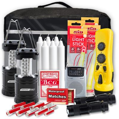 Emergency Zone Power Outage Emergency Kit - Premium | Power Outage Essentials w/Emergency Light for Hurricane Prep, Tornado Emergency Kit, Etc | Power-Loss Ready Emergency Supplies for The Dark