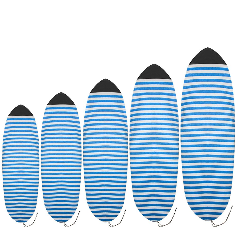 UCEDER Surfboard Sock Cover,Lightweight Stretch Board Bag for Sun Protection,Foldable Surfboard Sock Sleeve Perfect for Travel and Transportation(Blue and White, 6'0'')