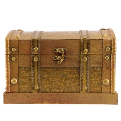 Amosfun Vintage Treasure Box Wooden Pirate Chest Box Retro Jewelry Storage Organizer for Gem Storage Desktop Decor (Without Lock Size S)