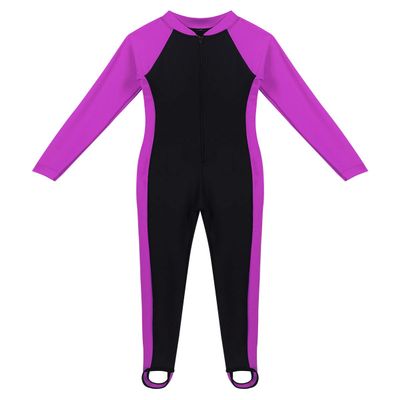 Freebily Kids Boys Girls Full Body Rash Guard Swimsuit Swimwear Sun Protection Long Sleeves Anti UV Swimming Costume Rose Red 8-9