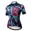 Cycling Jersey Women Short Sleeve Road Bike Shirt Top Ladies Cycle Wear Jacket MTB Pro Bicycle Clothing Skeleton Flowers Size L view 1