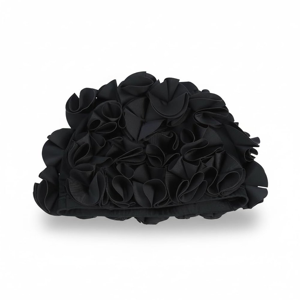 Floral Swim Cap, Retro Design Silicone Bathing Cap for Women and Girls, Protects Hair in Pool and Beach