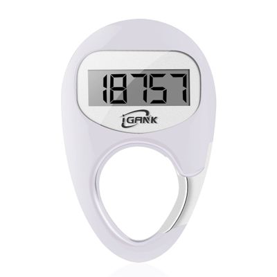 iGANK Simple Walking Pedometer 3D Step Counter for Men Women Kids (White)