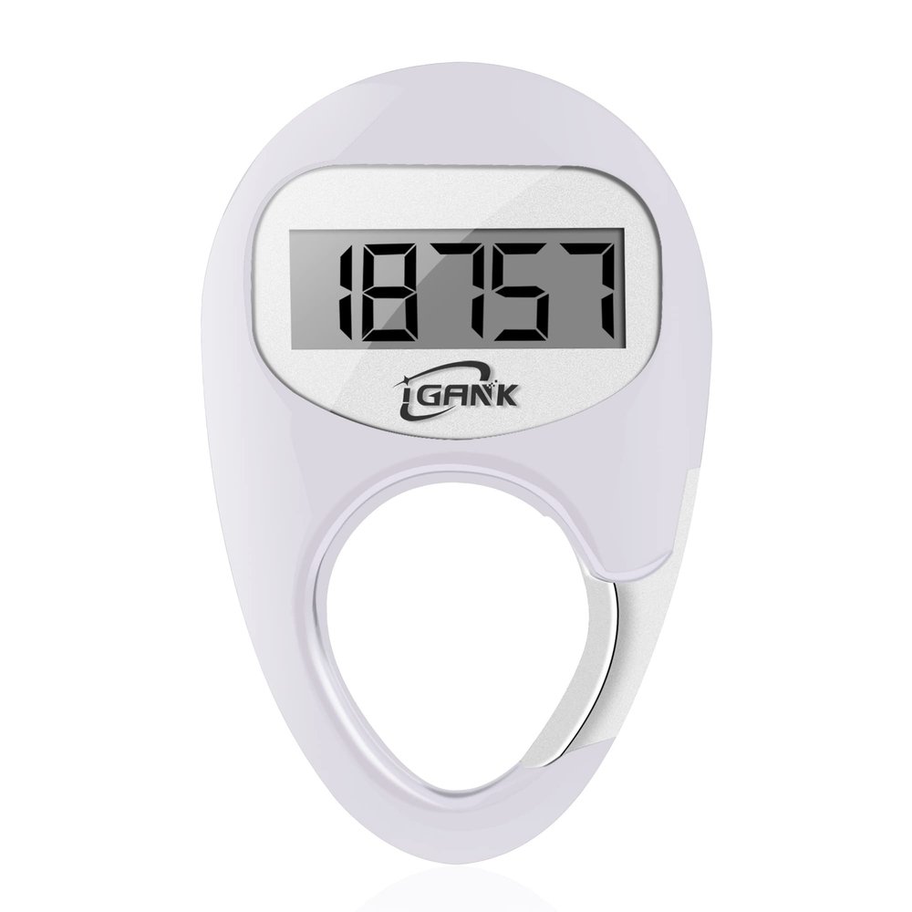 iGANK Simple Walking Pedometer 3D Step Counter for Men Women Kids (White)
