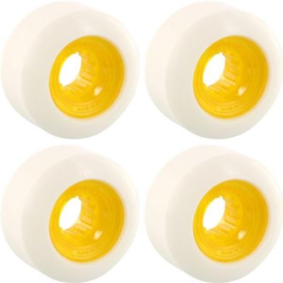 Powerflex Skateboards Rock Candy White/Clear Yellow Skateboard Wheels - 54mm 84b (Set of 4)
