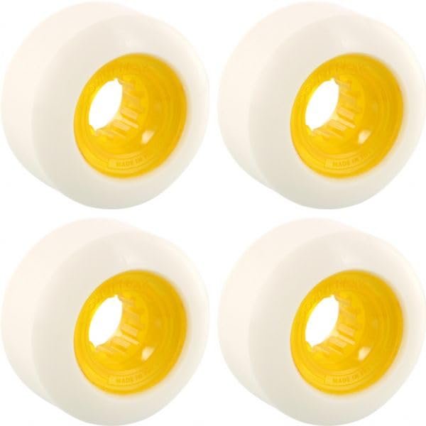 Powerflex Skateboards Rock Candy White/Clear Yellow Skateboard Wheels - 54mm 84b (Set of 4)