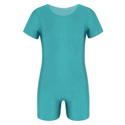 JEATHA Kids Boys Girls One Piece Bodysuit Short Sleeve Ballet Dance Leotard Gymnastics Sports Jumpsuit Turquoise 8