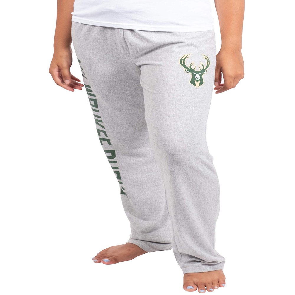 Ultra Game Milwaukee Bucks Women's Sleepwear Super Soft Hacci Pajama Loungewear Pants, Heather Gray, X-Large