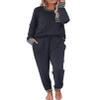 Ekouaer Pajamas Women's Long Sleeve Pj Set Soft 2 Piece Loungewear Sleepwear with Jogger Pants Navy Blue,S view 1