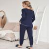 Ekouaer Pajamas Women's Long Sleeve Pj Set Soft 2 Piece Loungewear Sleepwear with Jogger Pants Navy Blue,S view 4
