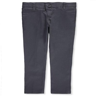 French Toast Girls' Stretch Twill Skinny Uniform Pants - Gray, 6
