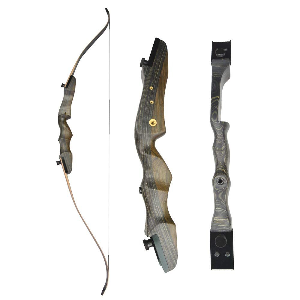 SHARROW Archery Takedown Recurve Bow Wooden Riser Hunting Adult Bow 18-40lbs Archery Target Practice Bow Traditional Longbow (24lbs)
