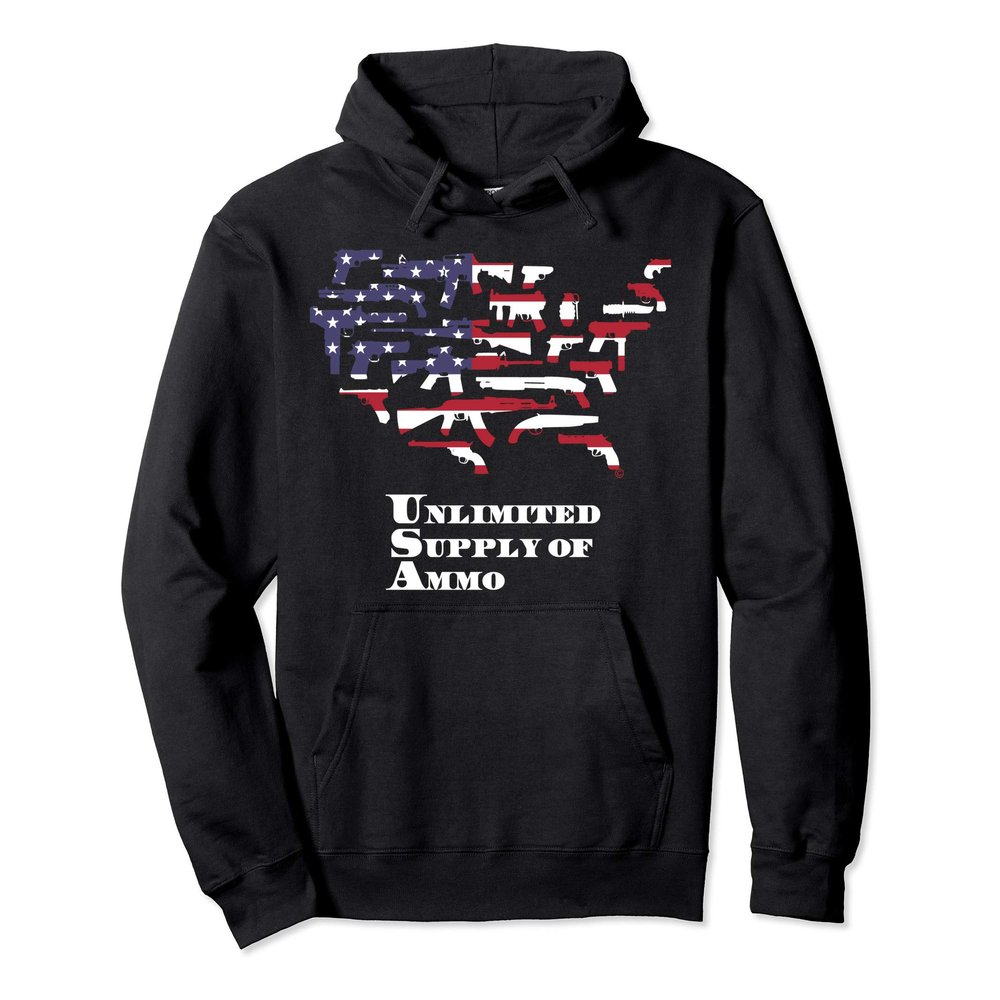 OFFICIAL HCA UNLIMITED SUPPLY OF AMMO GUNS USA MAP HOODIE