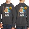 TEEAMORE Custom Youth Crewneck Sweatshirt Add Your Own Image Design Text Front Back Side Charcoal view 4