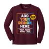 Custom Youth Long Sleeve Shirt Add Your Own Image Photo Text Front Back Side Maroon view 1
