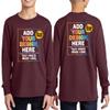 Custom Youth Long Sleeve Shirt Add Your Own Image Photo Text Front Back Side Maroon view 4