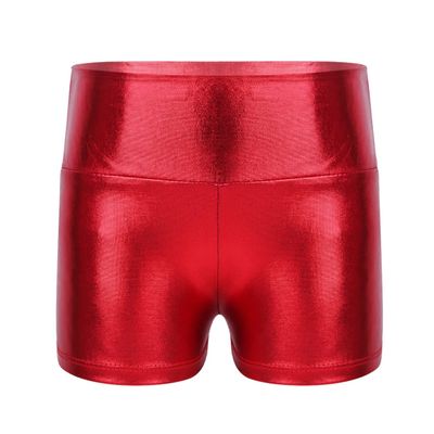 JEATHA Girls Shiny Metallic Booty Shorts Athletic Gymnastic Sports Tumbling Sparkle Glitter Dance Bottoms Red 10