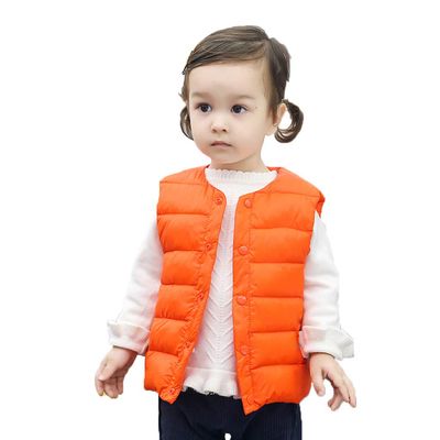 Moonker-Baby Tops Toddler Boys Girls Winter Warm Waistcoat Coats Jacket for 1-5 Years Old Child Solid Striped Vest Outwear Clothes (3-4 Years Old, Orange)