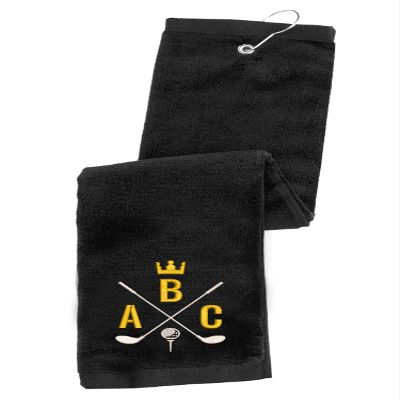 Personalized Embroidered Golf Towel with Monogram Design and Initials  Custom Trifold Towel for Golf Bags with Grommet and Carabiner Clip, Hook