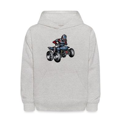 Spreadshirt ATV Racer Kids' Hoodie, L, heather gray