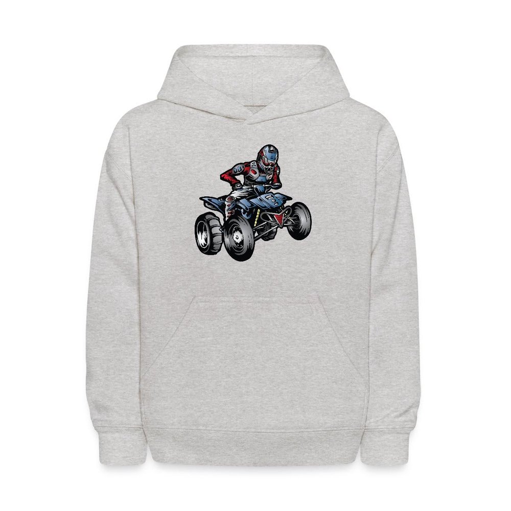 Spreadshirt ATV Racer Kids' Hoodie, L, heather gray