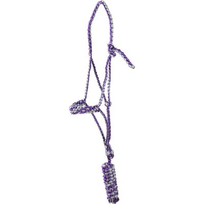 Classic Equine Flat Braid Halter and Leadrope, Purple-Grey