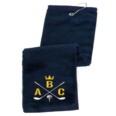 Personalized Embroidered Golf Towel with Monogram Design and Initials  Custom Trifold Towel for Golf Bags with Grommet and Carabiner Clip, Hook