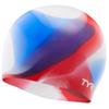 TYR Youth Wrinkle Free Silicone Swim Cap for Drag Reduction and Hair Protection, Red/White/Blue view 1