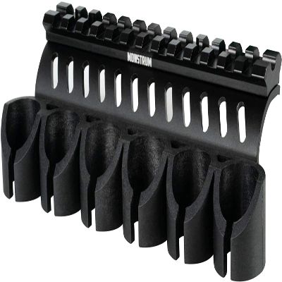 Monstrum Side Saddle Shell Holder with Picatinny Rail Mount for Mossberg 500/590/Shockwave Series Shotguns | 12 Gauge